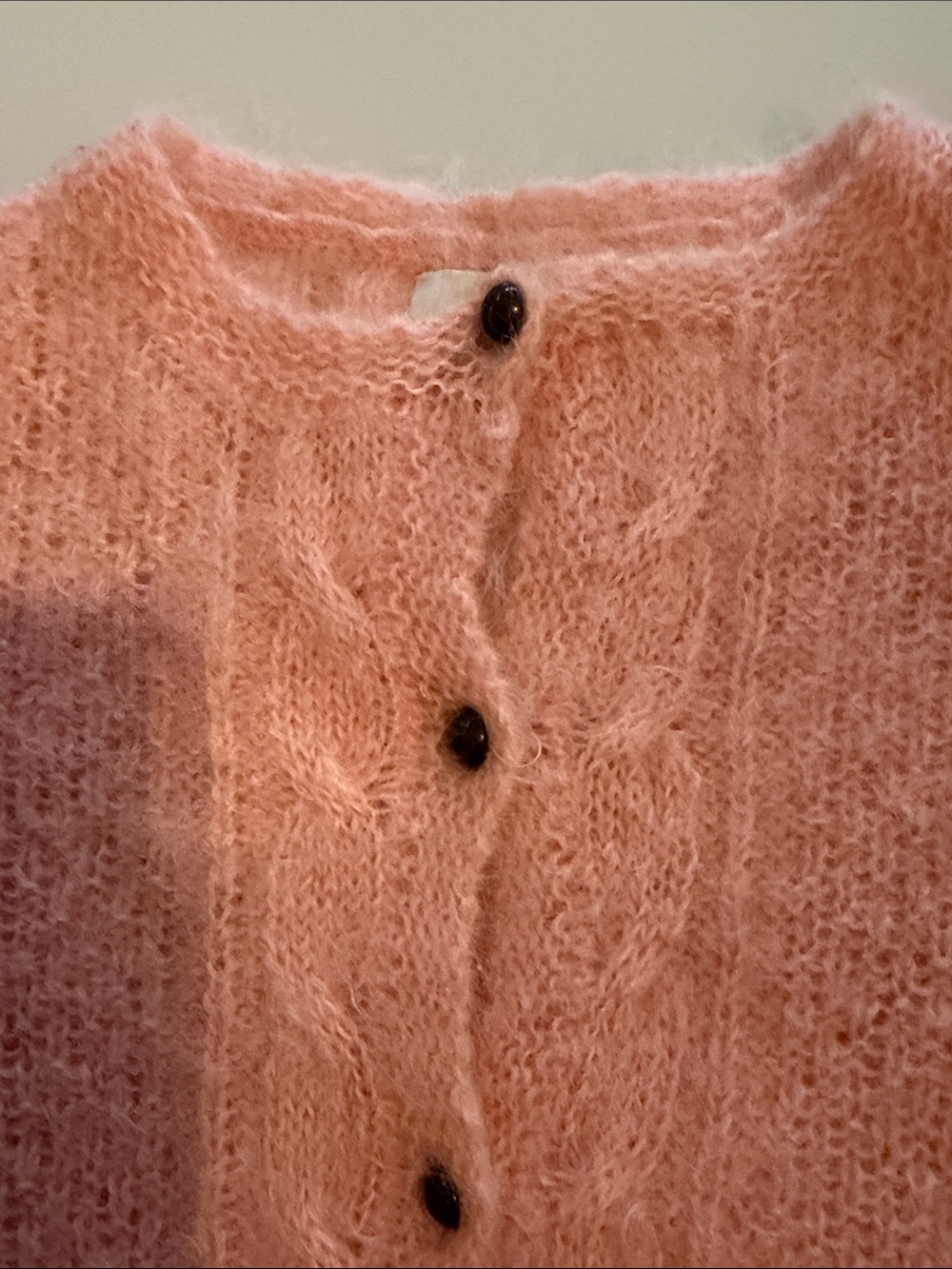 United Colors of Benetton Peach-Pink Cable Knit Button Cardigan - size 50 - Picture 9 of 9